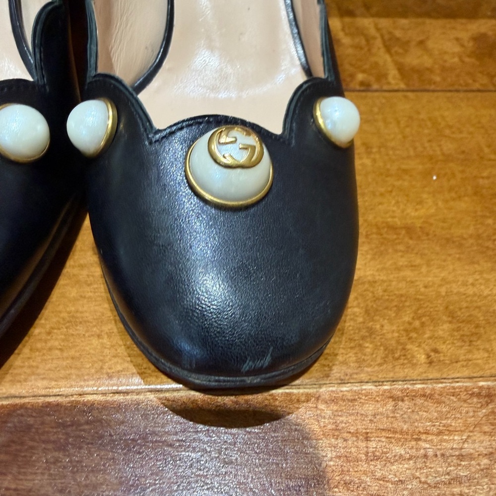 Gucci leather pumps black size 37.5 (7-7.5) scalloped, black - Picture 7 of 8